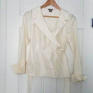 Long sleeves silky wrap Ann Taylor